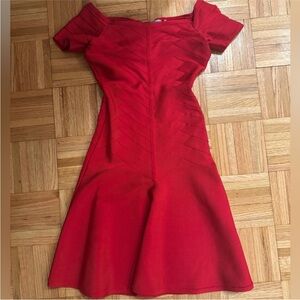 Herve Leger Red Off-Shoulder Mini Dress